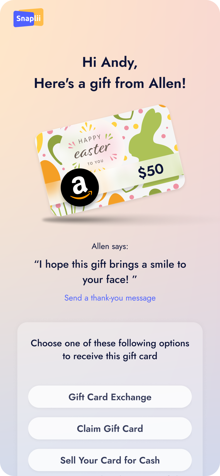 eGift receive