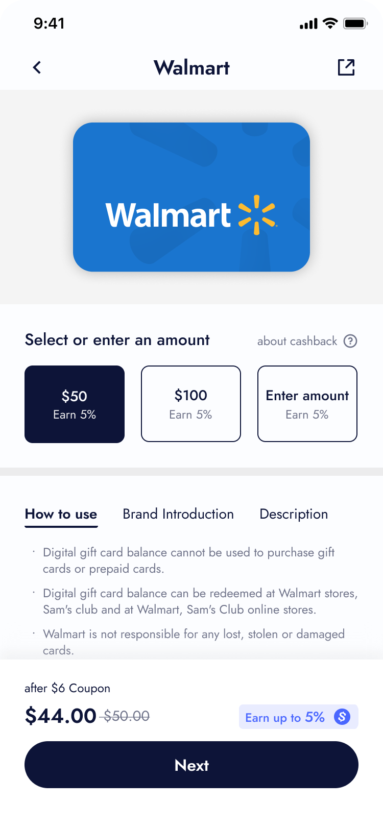 Walmart gift card