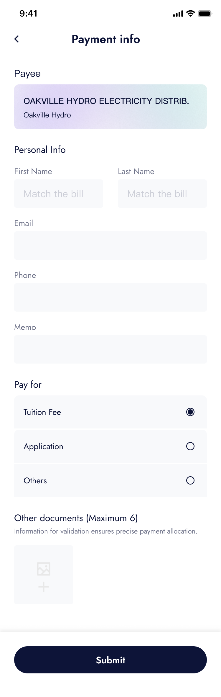 Payment info